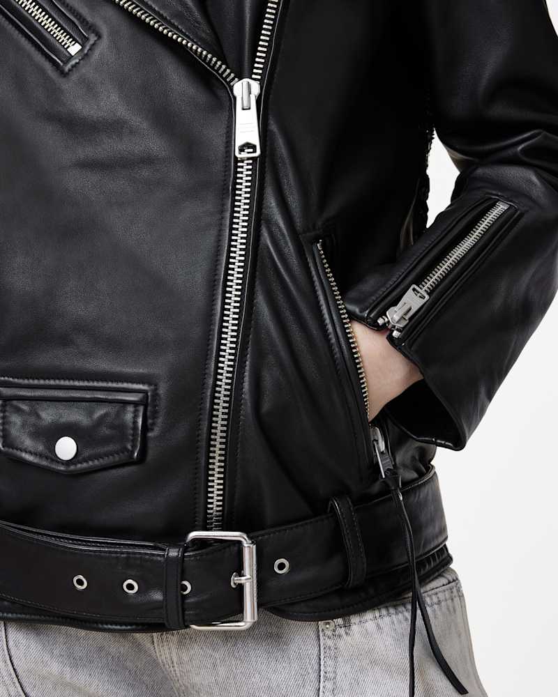 Billie Pearl Embellished Leather Biker Jacket
