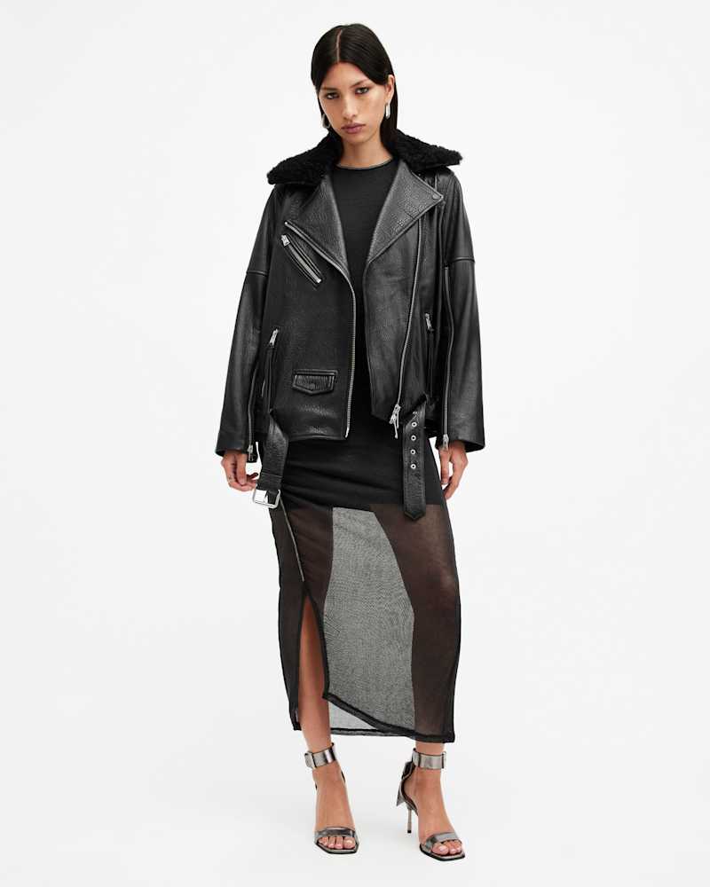 Vendra Relaxed Fit Leather Biker Jacket
