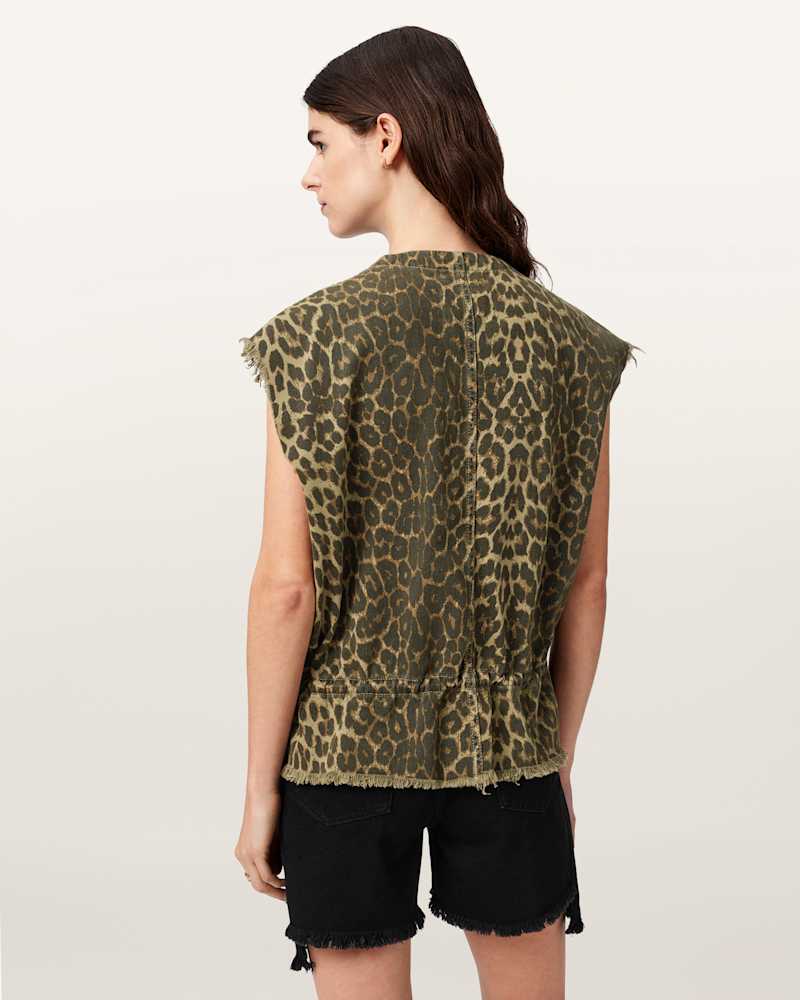 Sofi Camo Leopard Print Waistcoat