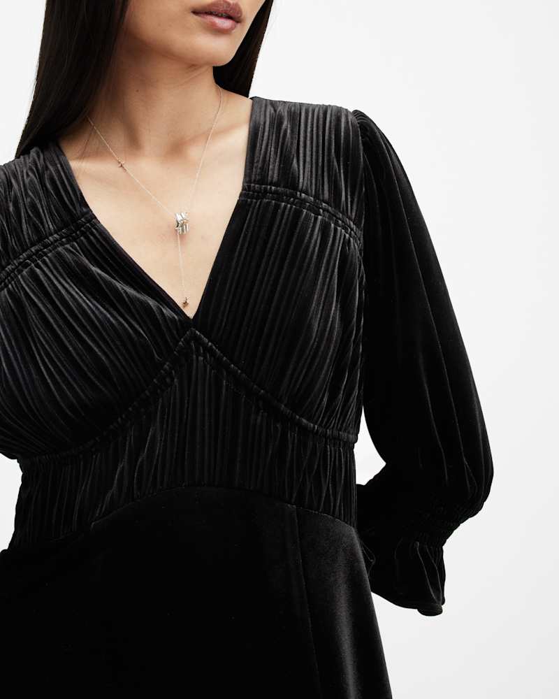 Ani V-Neck Velvet Midi Dress