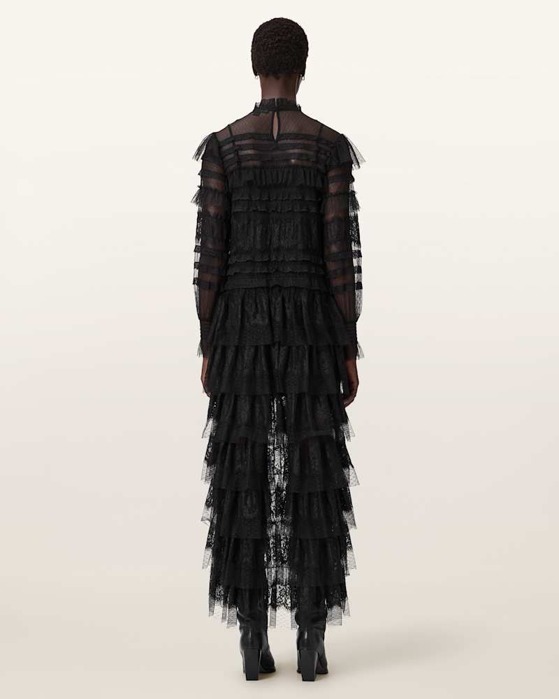 Cavarly Tiered Lace Maxi Dress