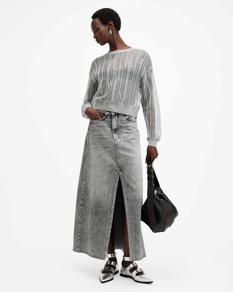 Giana Long Sleeve Open Knit Sweatshirt