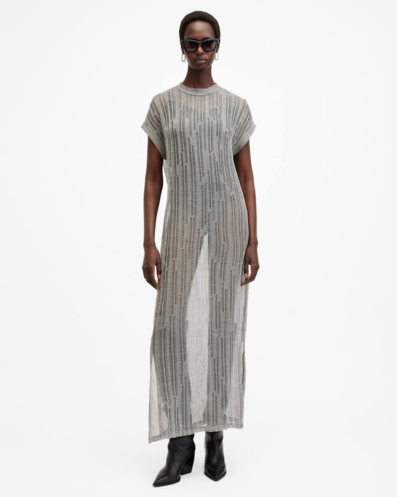 Giana Metallic Open Stitch Midi Dress