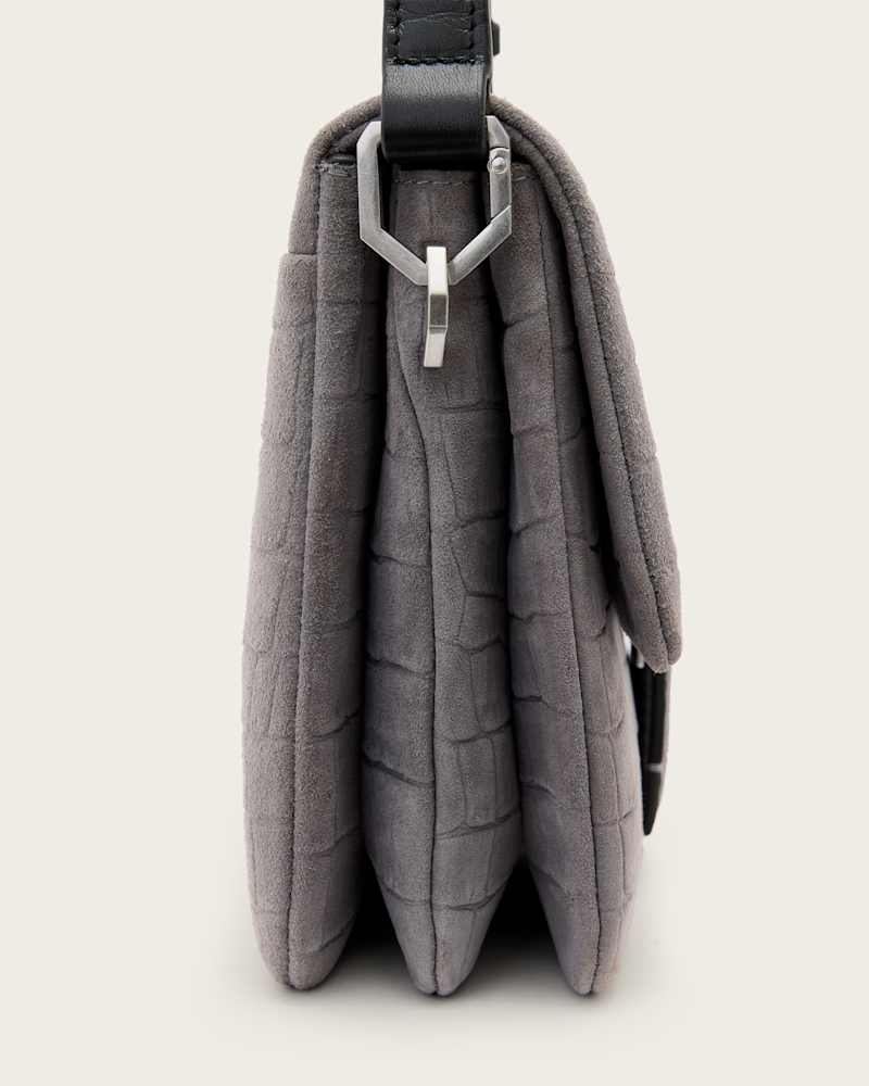 Ondine Croc-Effect Nubuck Shoulder Bag