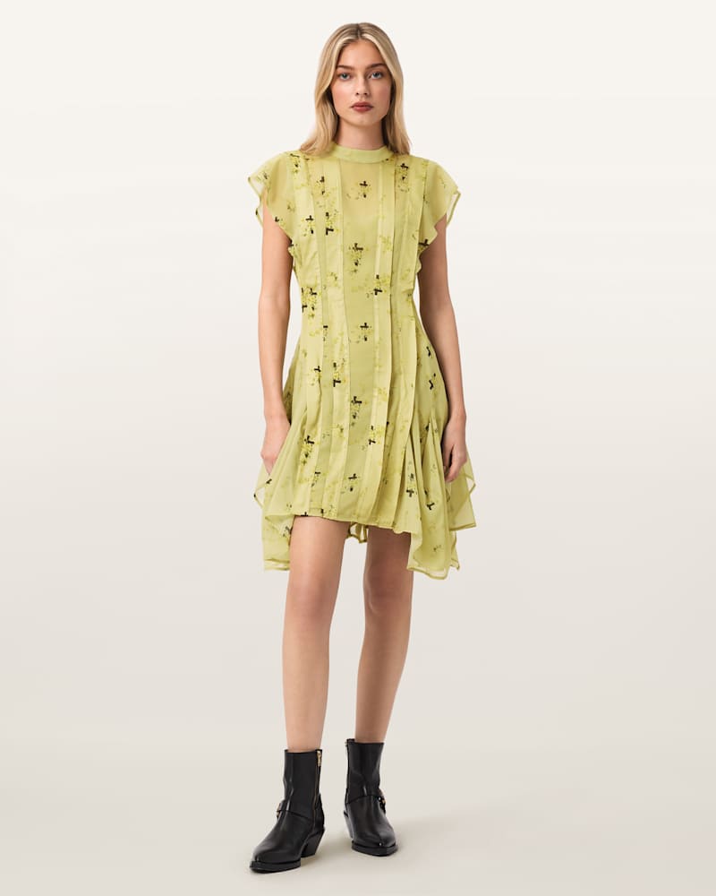 Fleur Printed Asymmetric Mini Dress 