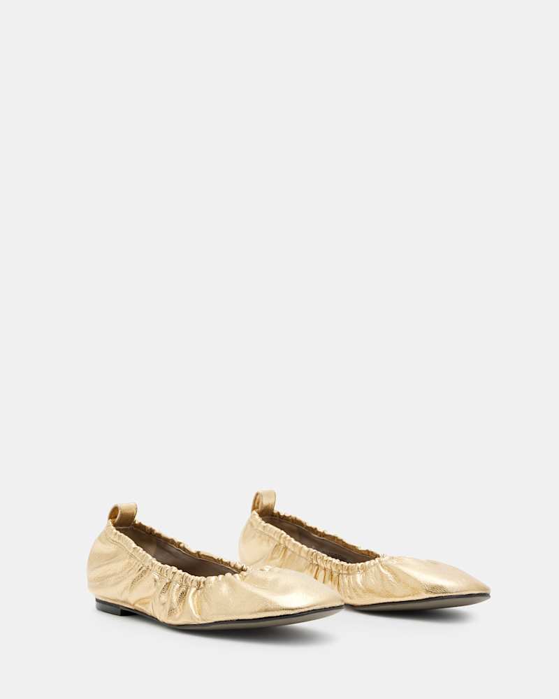 Alia Metallic Leather Ribbon Ballet Pumps