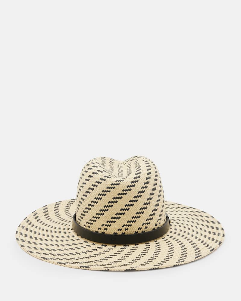 Candice Straw Two Tone Striped Fedora