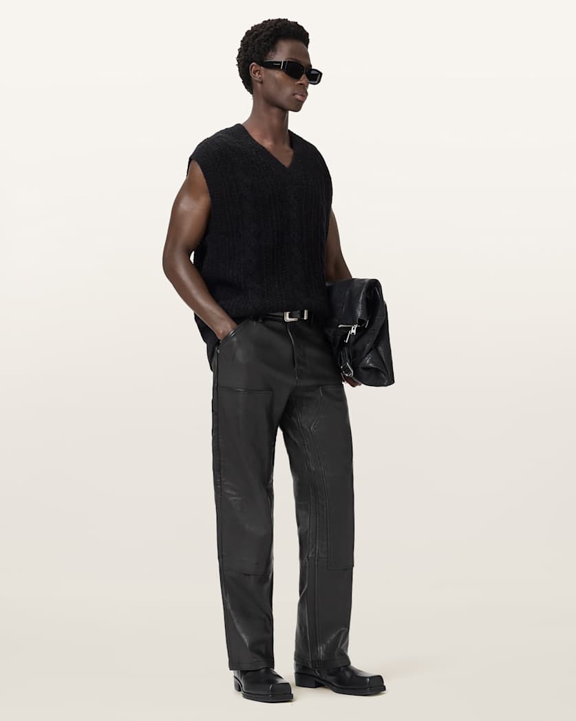Manto Straight Fit Leather Trousers