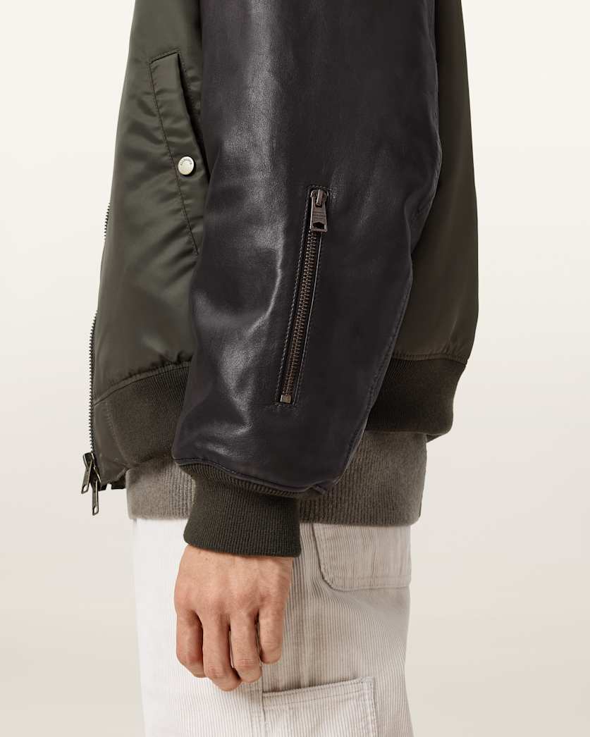 Myler Leather Sleeve Bomber