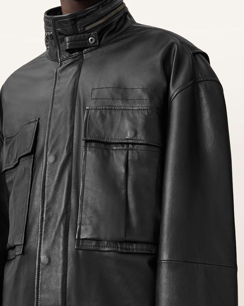 Halton Funnel Collar Leather Jacket