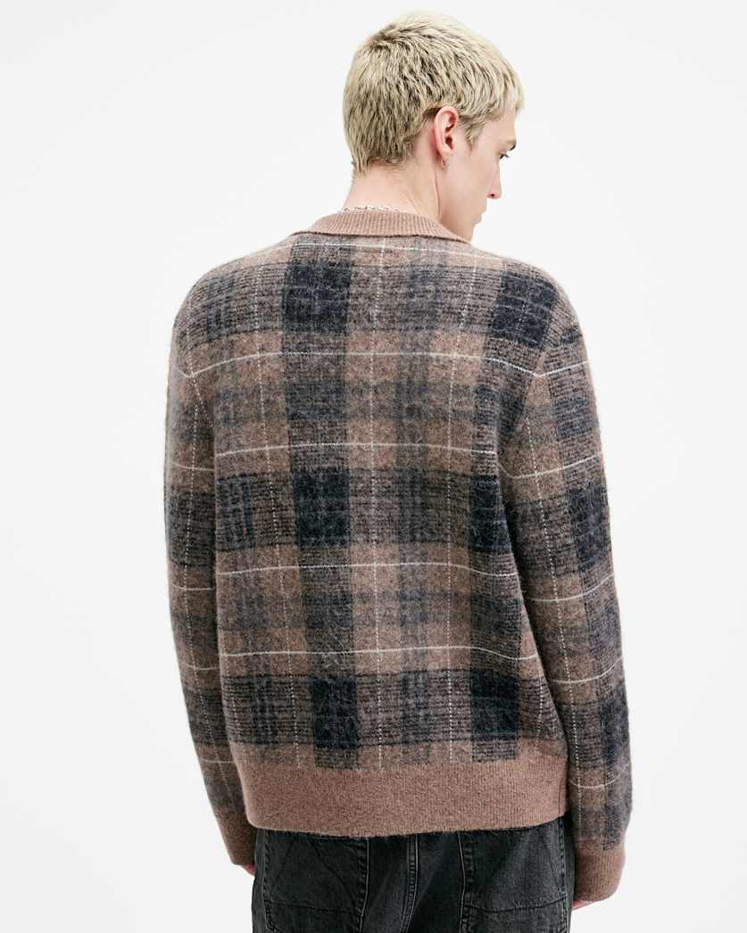 Robbie Zip Up Brushed Checked Cardigan