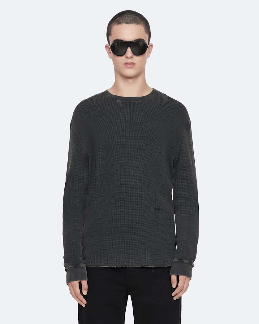 Raine Waffle-Knit Long-Sleeve T-Shirt