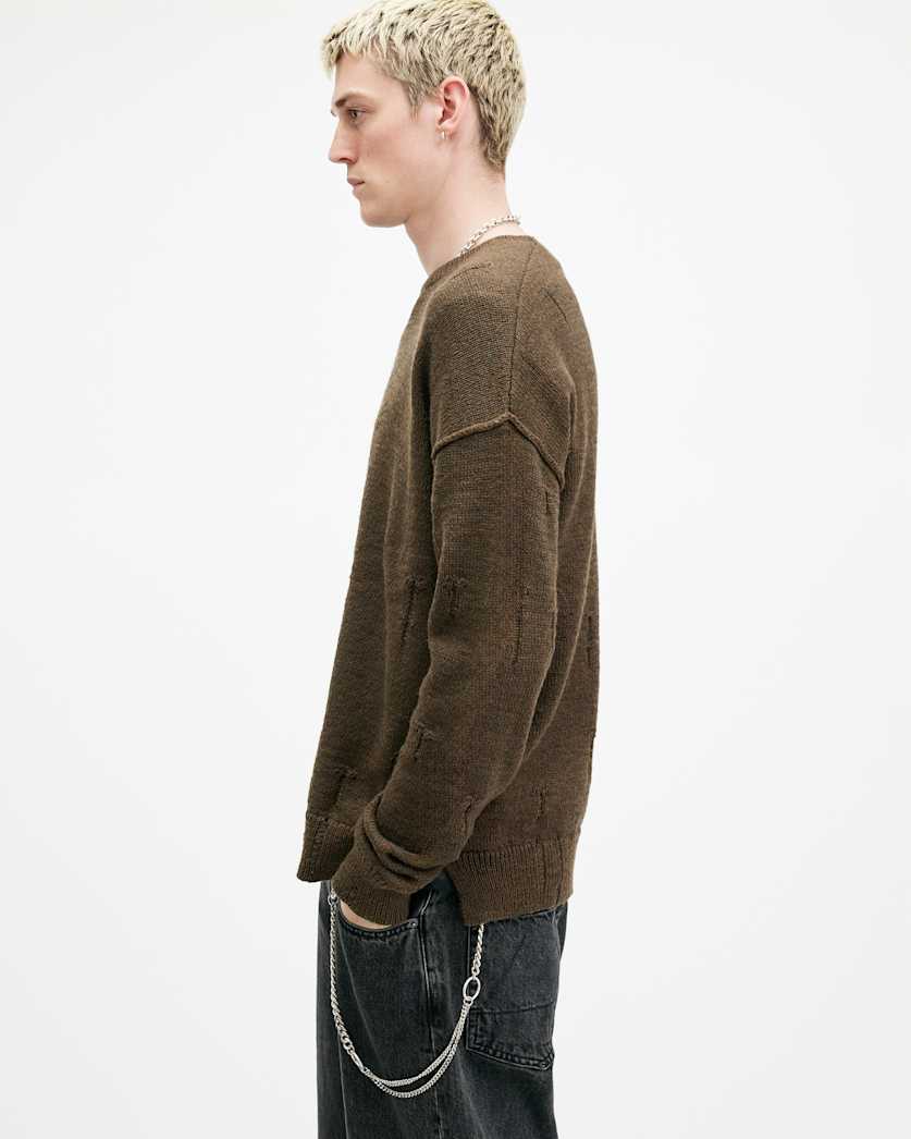 Ektarr Crew Neck Distressed Jumper