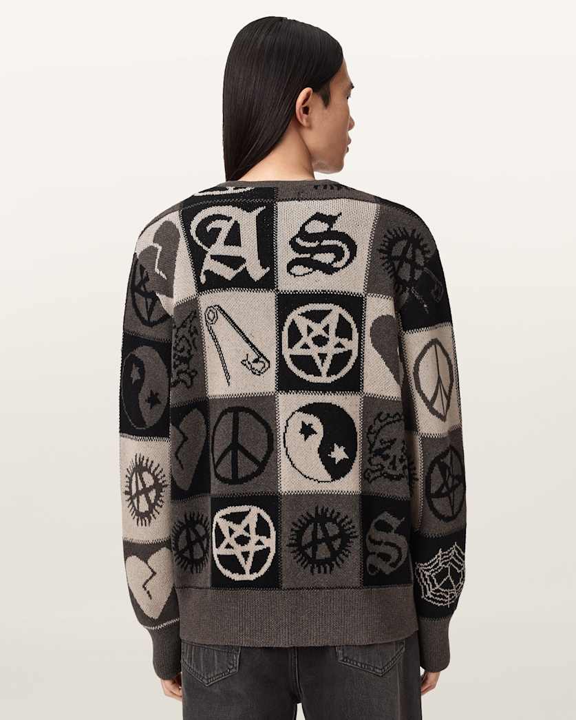 Barker Jacquard Cotton Knit Cardigan