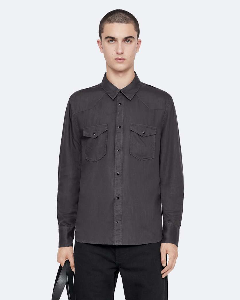 Regular-fit yoked tencel shirt