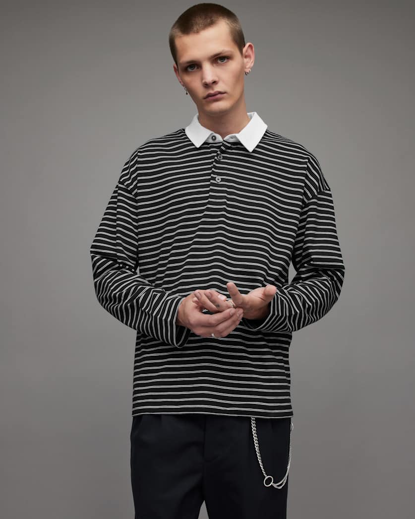 Ave Long Sleeve Striped Polo Shirt