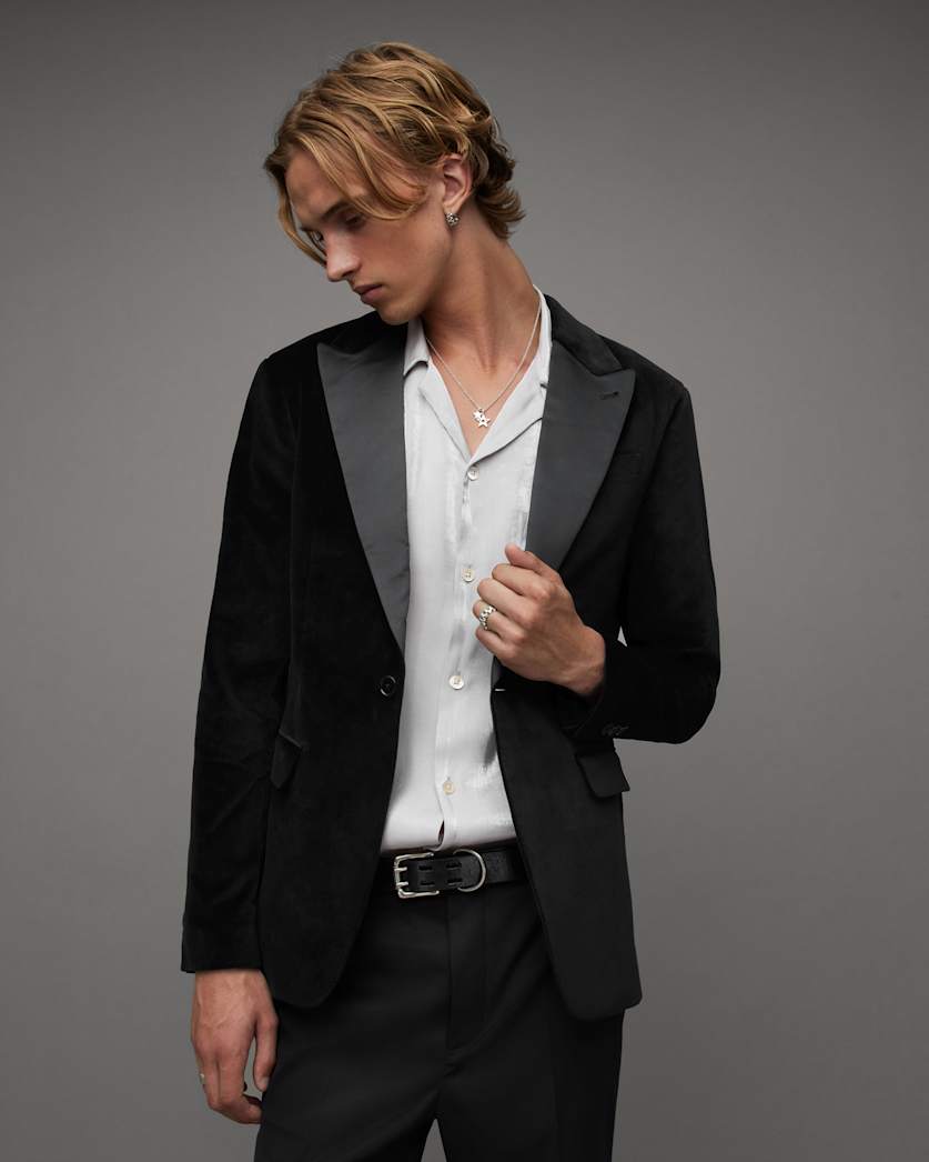 Lyra Satin Trim Velvet Slim Fit Blazer
