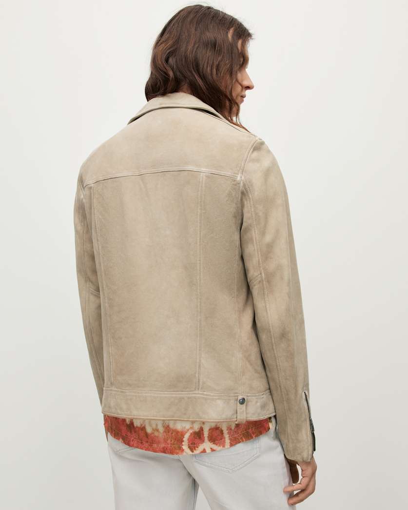 Milo Asymmetric Zip Suede Biker Jacket