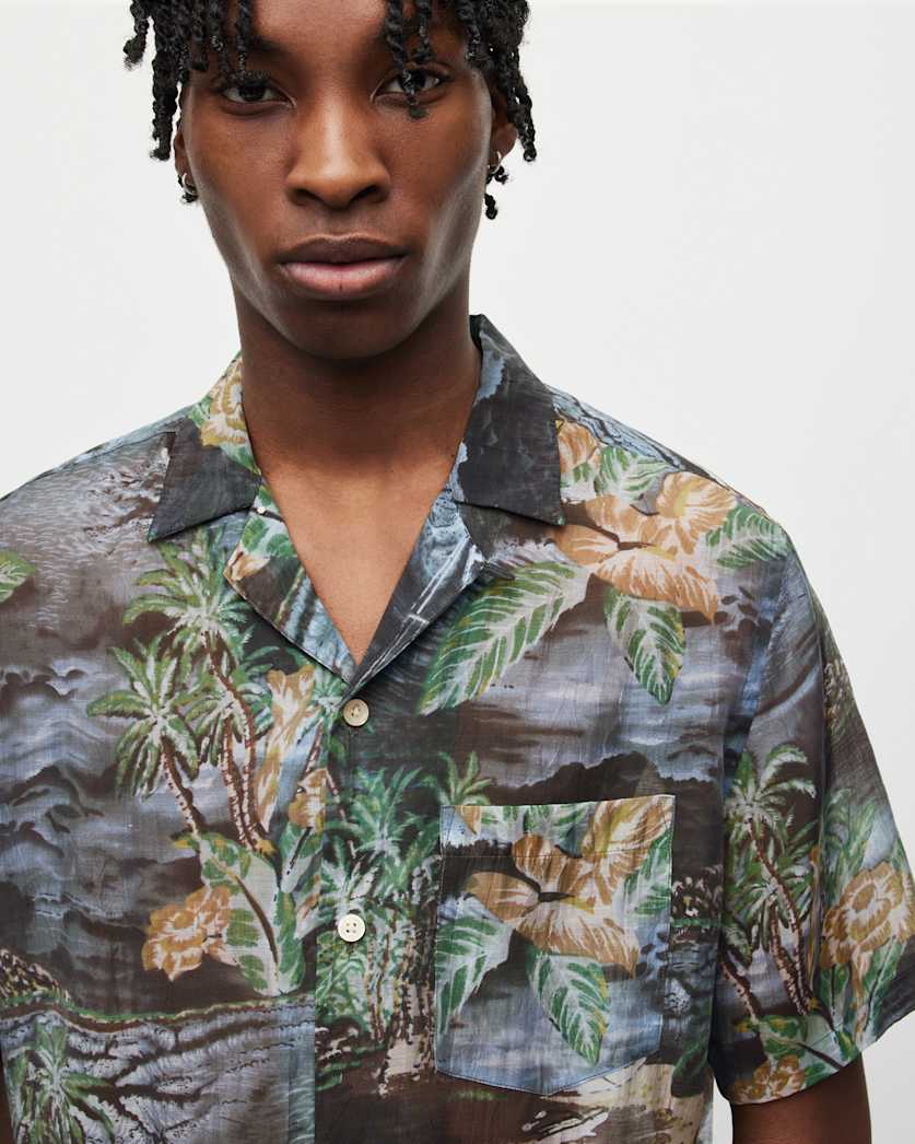 Aquila Short Sleeve Tropical Print Shirt