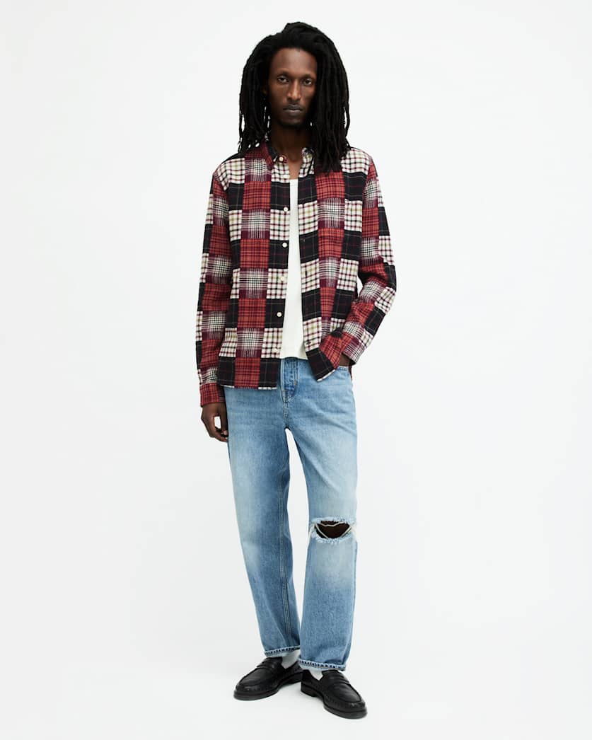 Patchi Patchwork Checked Relaxed Shirt