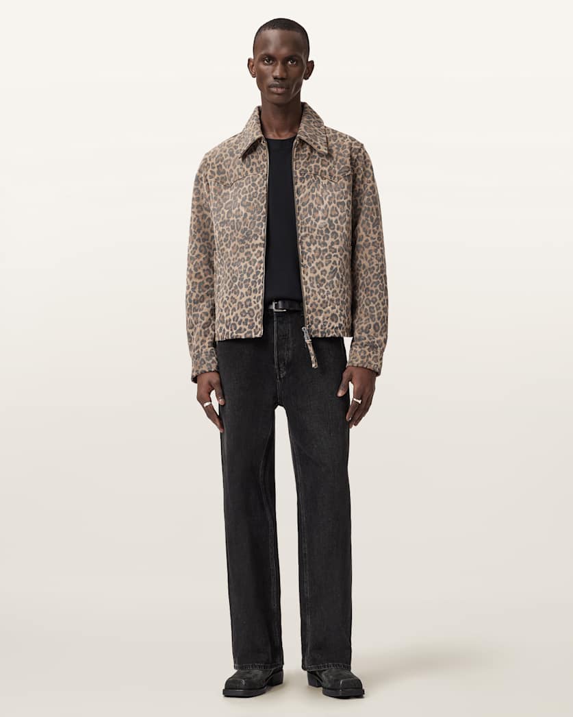 Dellcot Leopard Print Suede Jacket