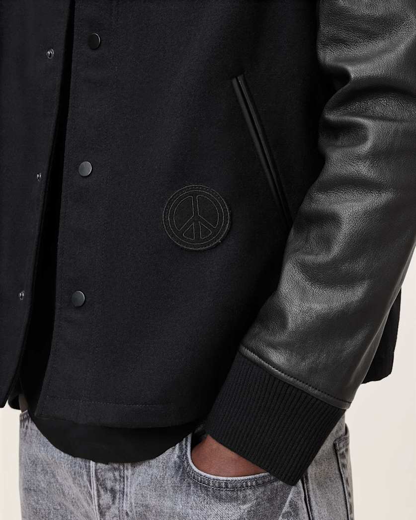 Warrenton Leather Sleeve Bomber Jacket