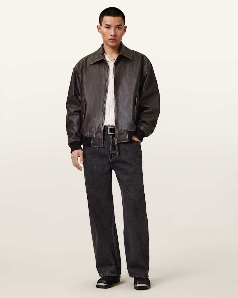 Marco Oversized Leather Bomber Jacket