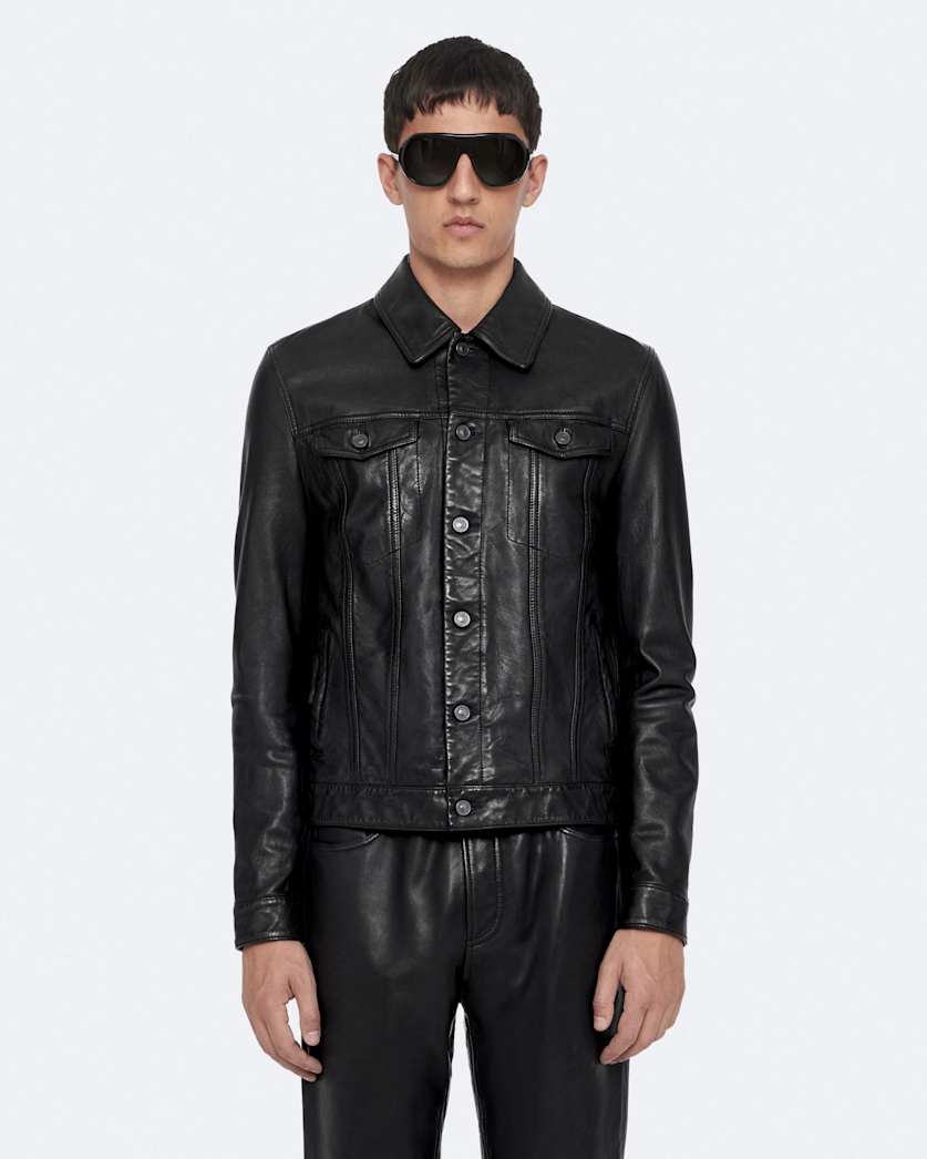 Leather trucker jacket