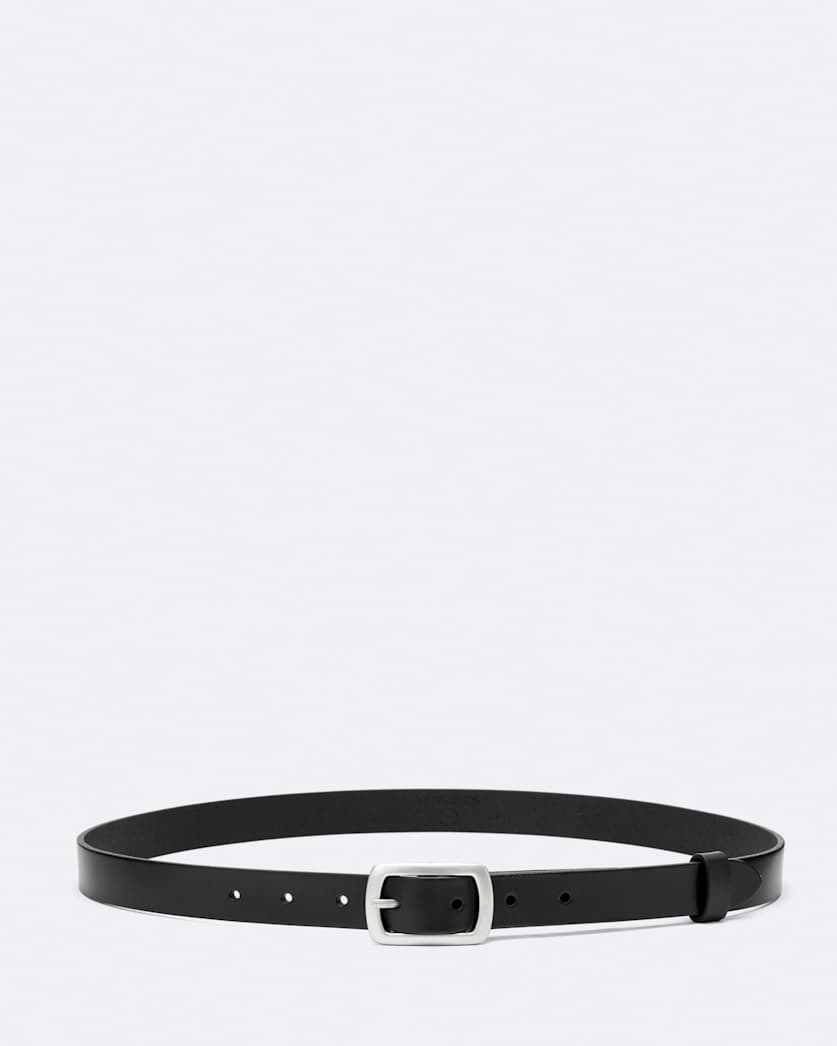 Everett Skinny Leather Bar-Buckle Belt