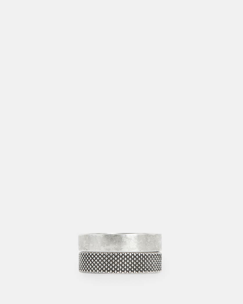 Mars Textured Sterling Silver Ring Set