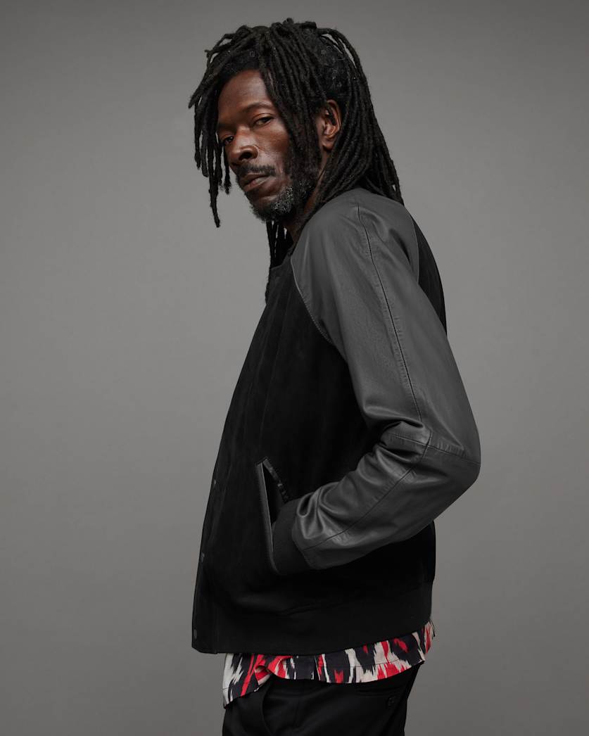 Maura Contrast Leather Bomber Jacket