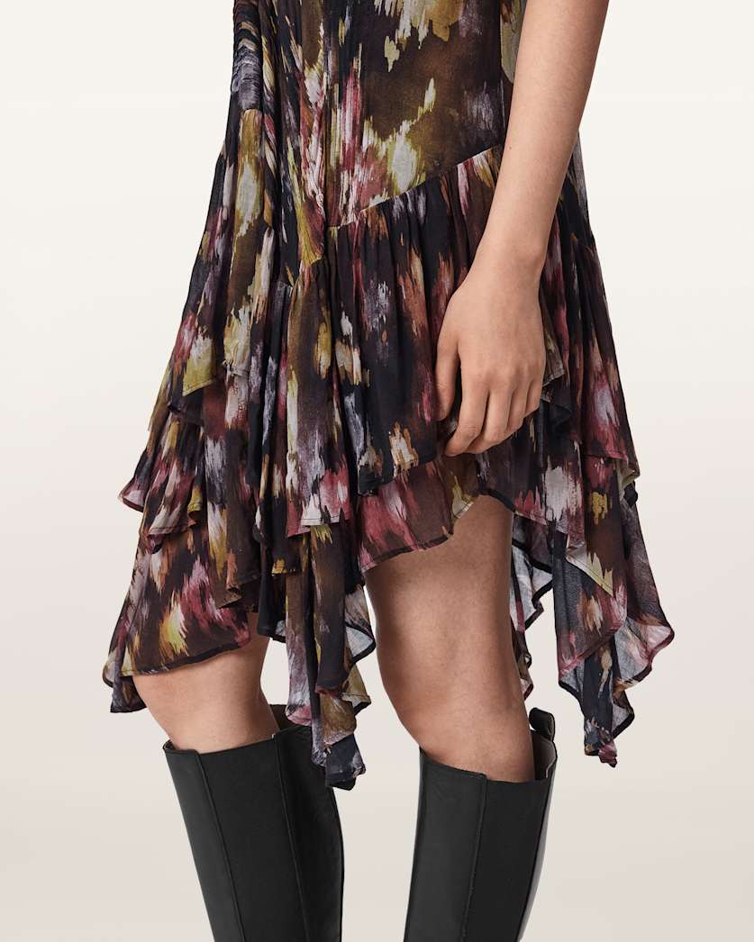 Gretel Asymmetric Tiered Midi Dress