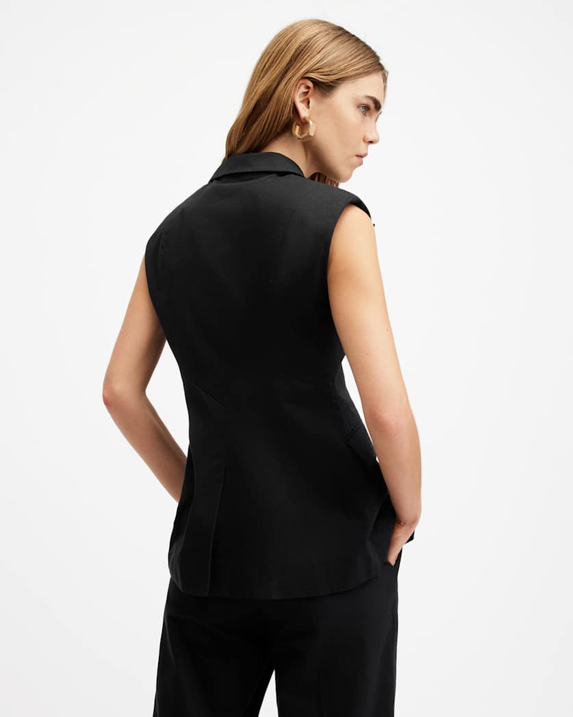 Hally Fitted Waist Sleeveless Blazer