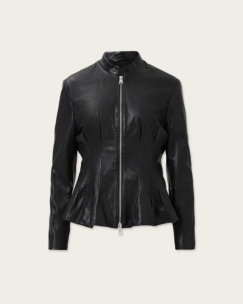 Clo Pleated Leather Jacket