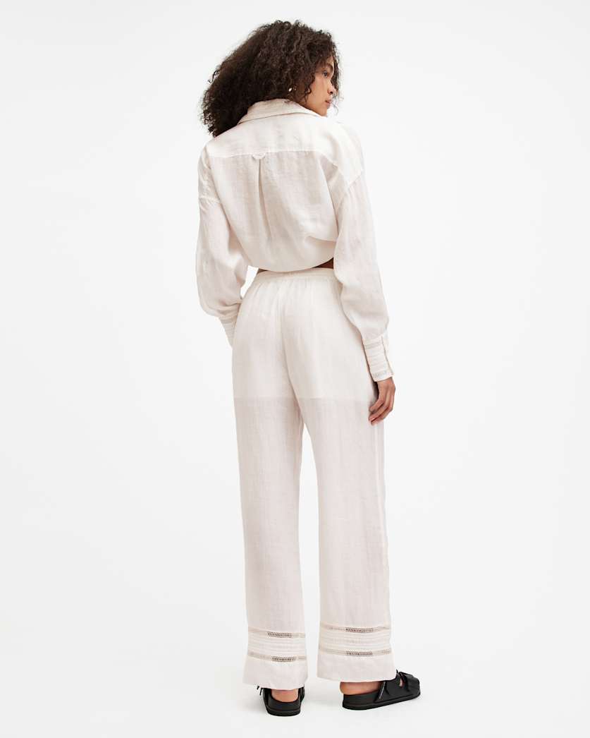 Jade Linen Wide Leg Trousers