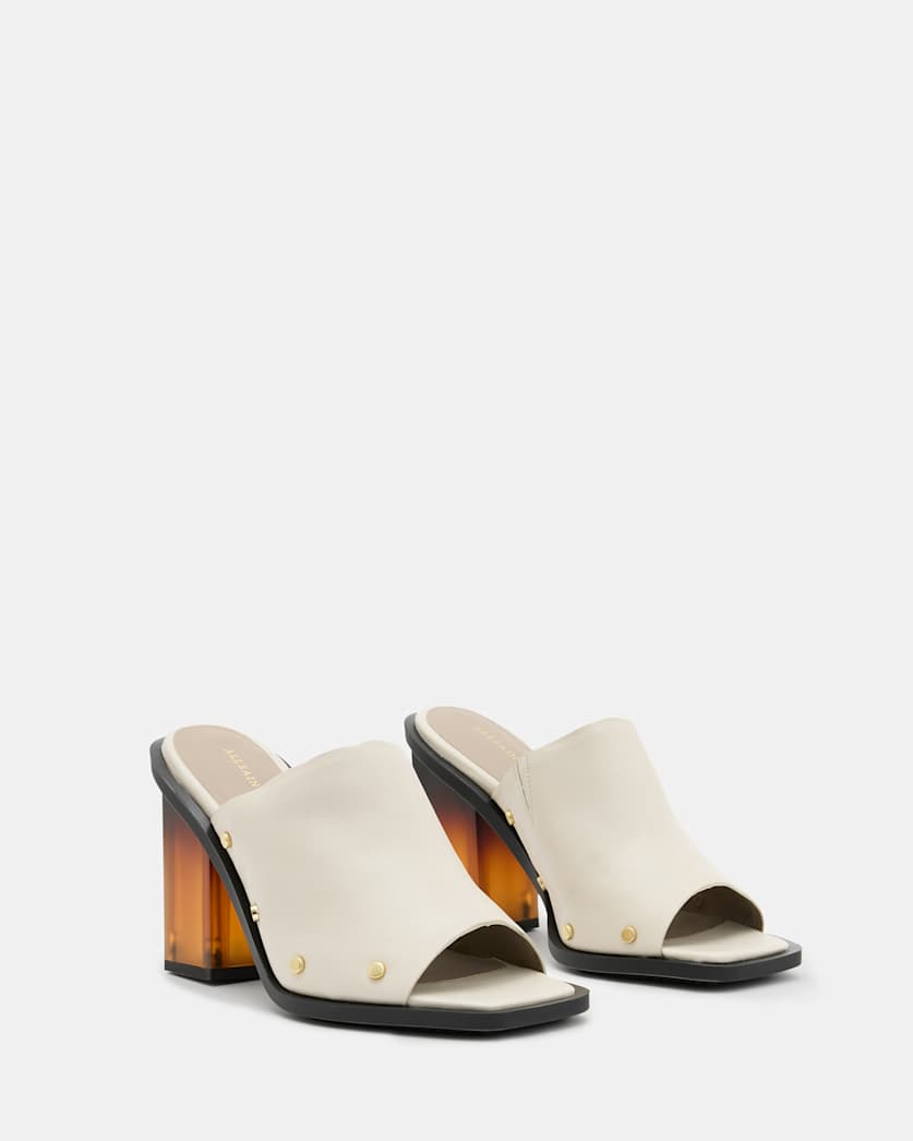 Kelly Block Heel Leather Mules
