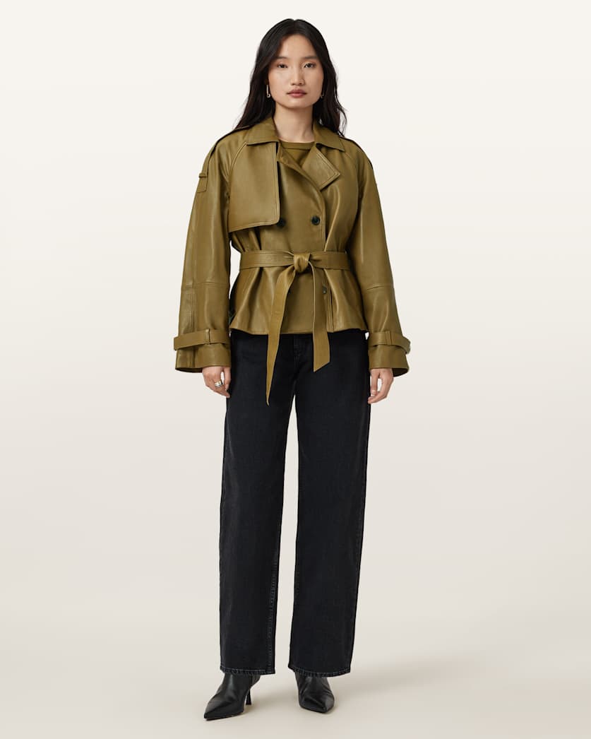 Reed Cropped Leather Trench