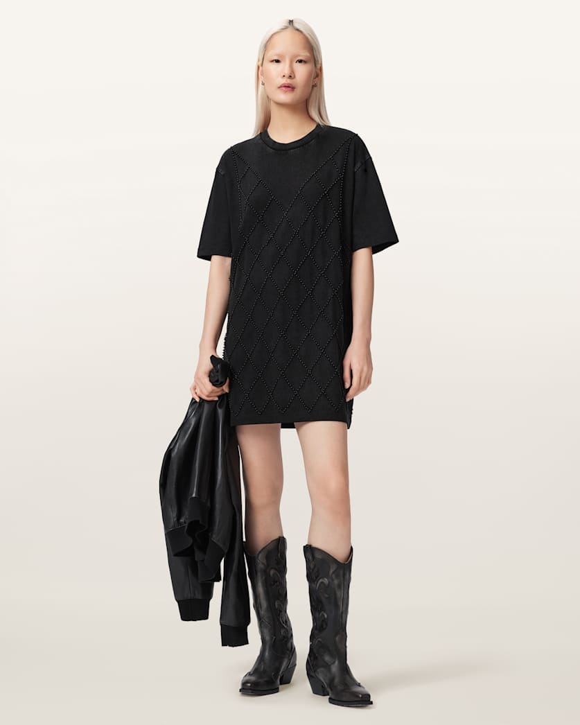 Allsaints Women's Darcey Relaxed Fit Mini T-Shirt Dress , Black , Size S