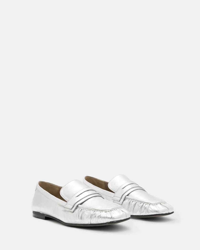 Sapphire Metallic Leather Loafer Shoes