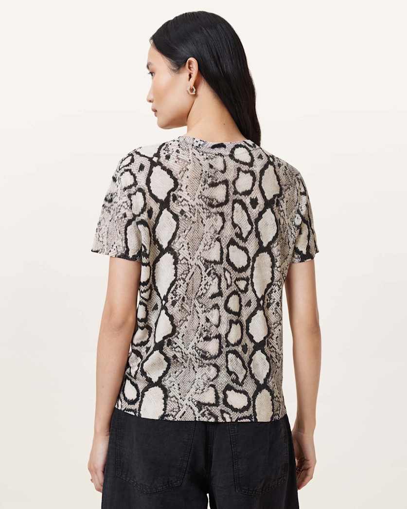 Anouk Snake Print Merino Wool T-Shirt