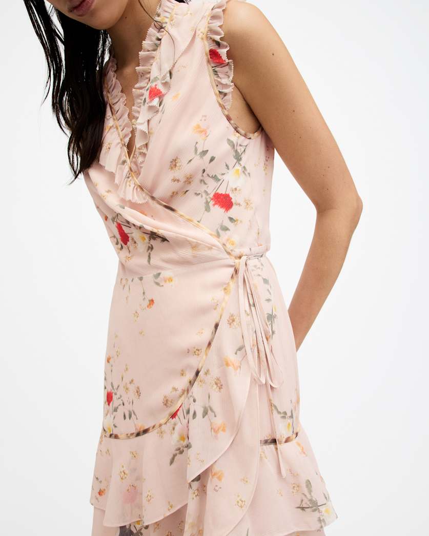 Ari Kora Floral Print Ruffle Mini Dress