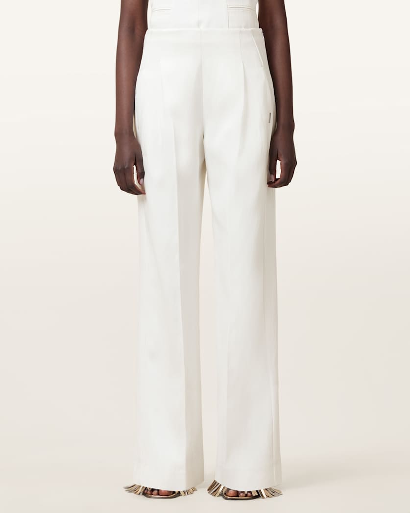 Bonnie Tailored Wide-Leg Linen Blend Trousers