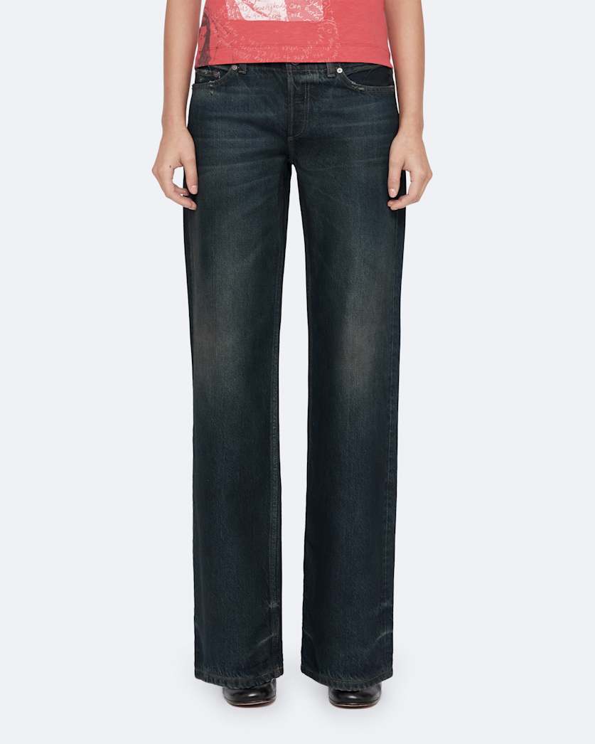 Tinted Dark Indigo Nico Low-Rise Wide-Leg Jeans