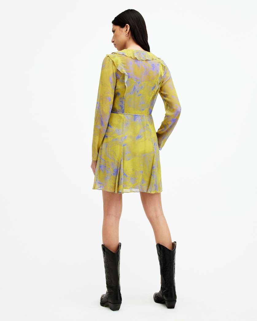 Lini Inspiral V-Neck Frill Mini Dress