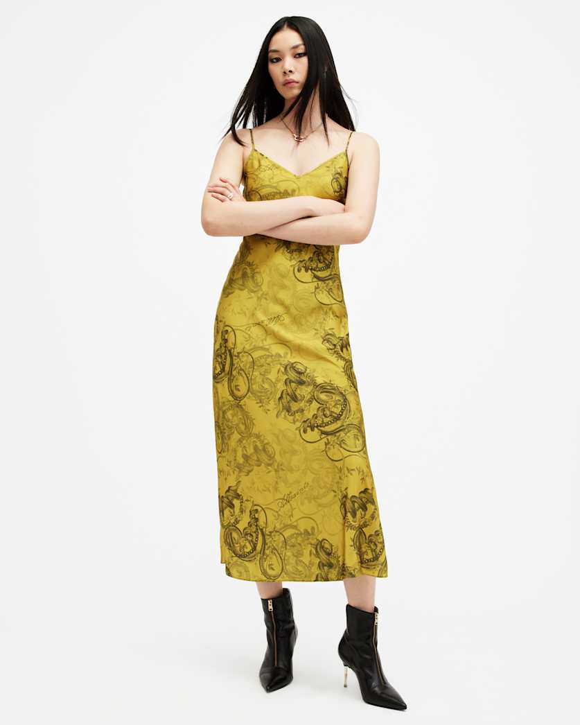 Tiana Slim Fit Printed Midi Slip Dress