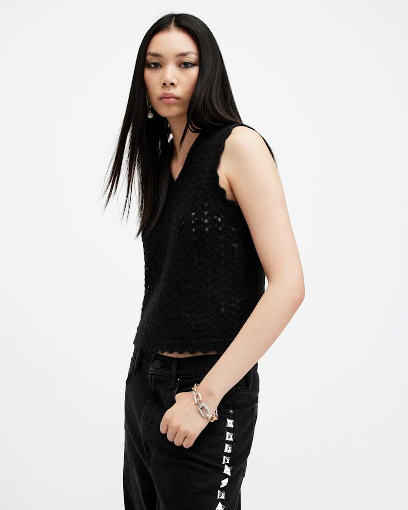 Vivian Open Stitch V-Neck Tank Top