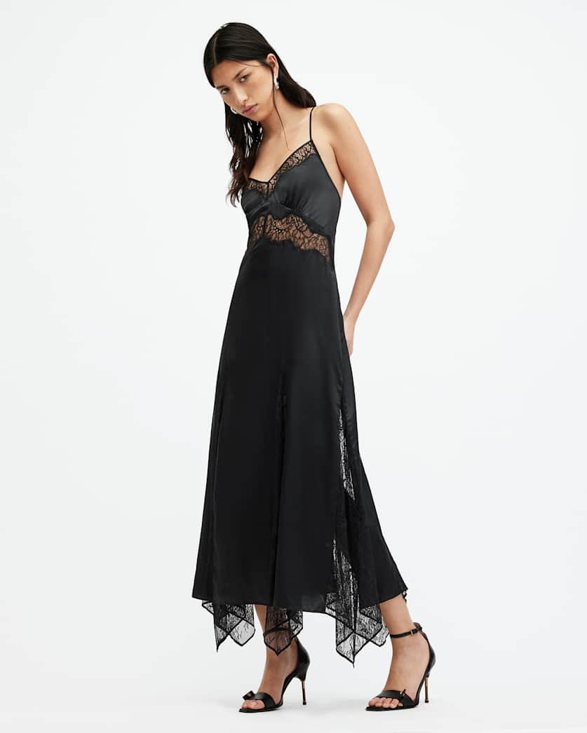 Jasmine Silk Blend Lace Maxi Slip Dress