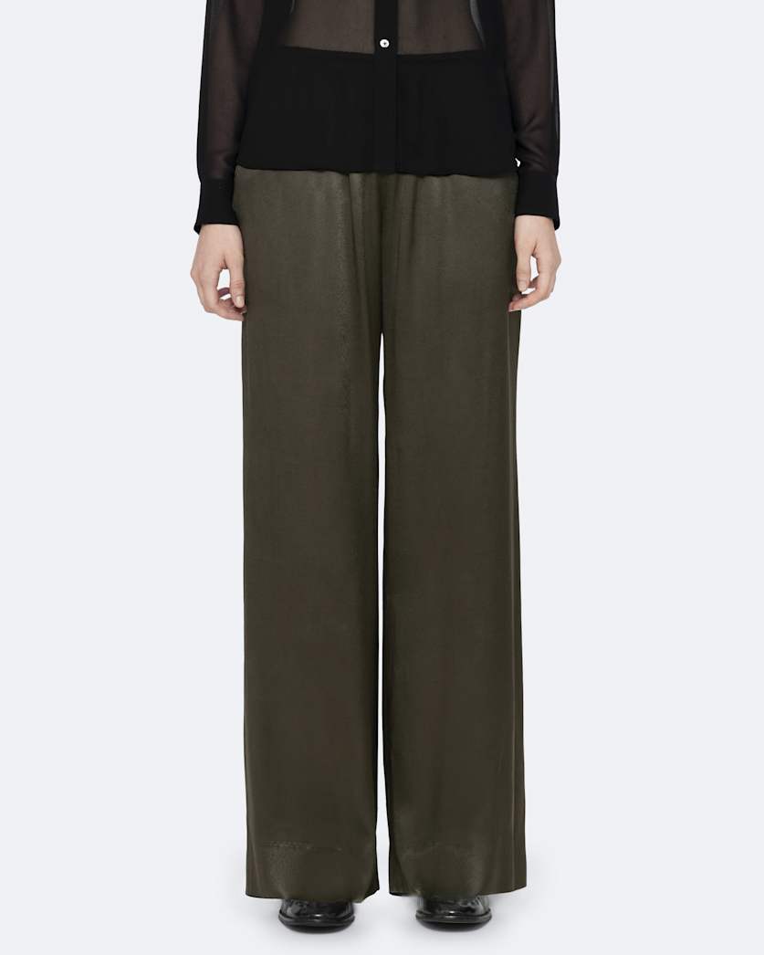 Lycia Elasticated Crepe Wide-Leg Trousers