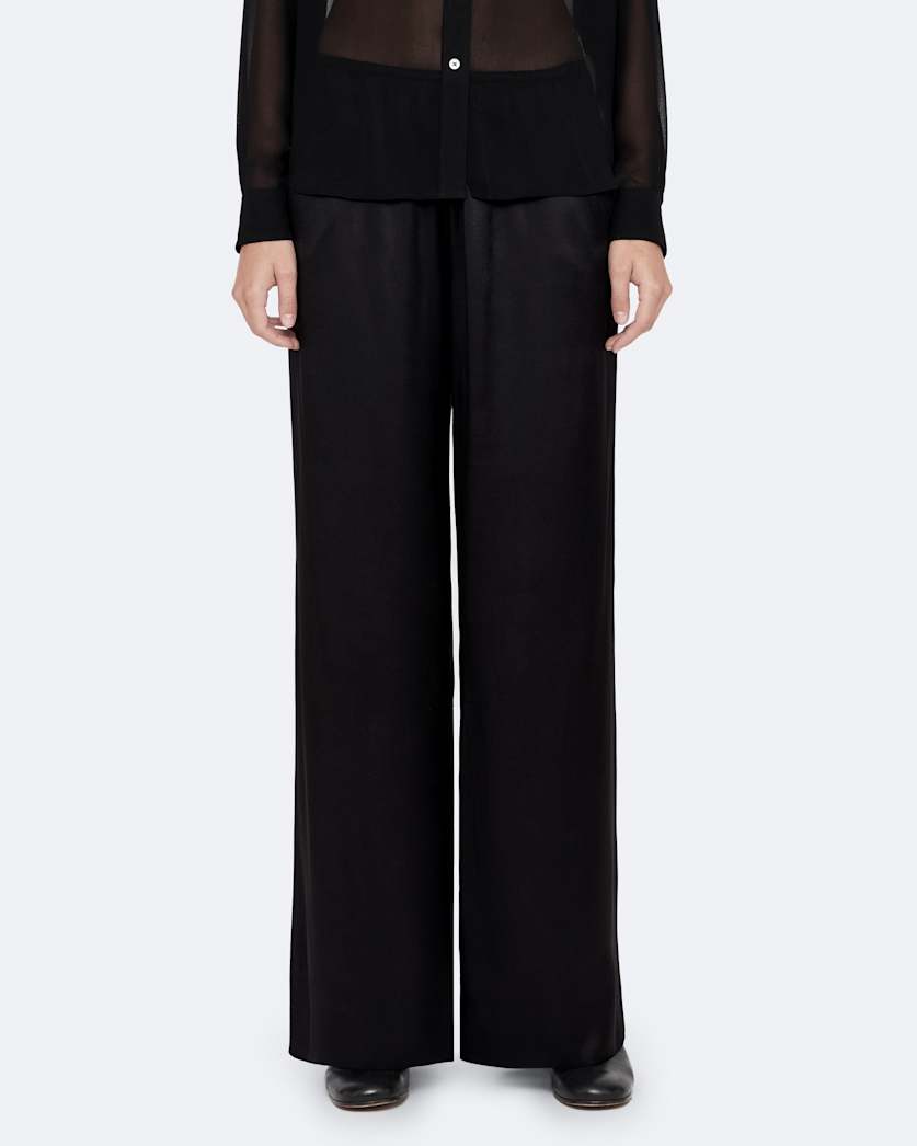 Crepe elasticated wide-leg trousers