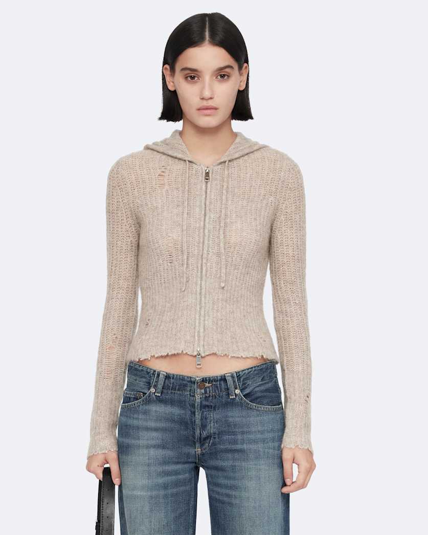 Mabel Cropped Alpaca-Blend Hoodie